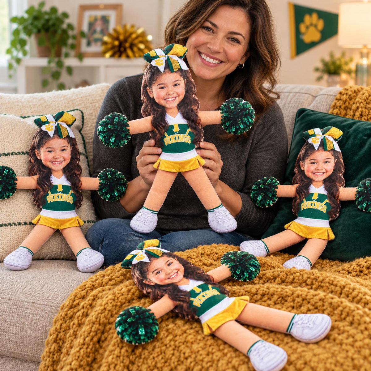 Custom Photo Cheerleading Squishy Toy Plush Doll, Cheerleader Gift, Cheer Competition L0411 Hv01 NT01