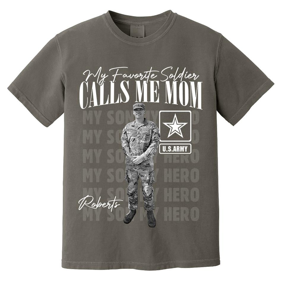 My Favorite Soldier Calls Me Mom Custom Washed Tee Retro Bootleg Shirt For Proud Military Mom Dad Sister Family Member Proud Shirt H2511 Trna