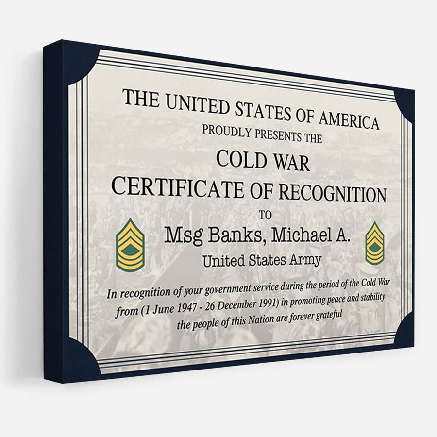 Custom Service Certificate Served War Poster And Canvas Gift For All Military Branches Veteran H2511 Trna