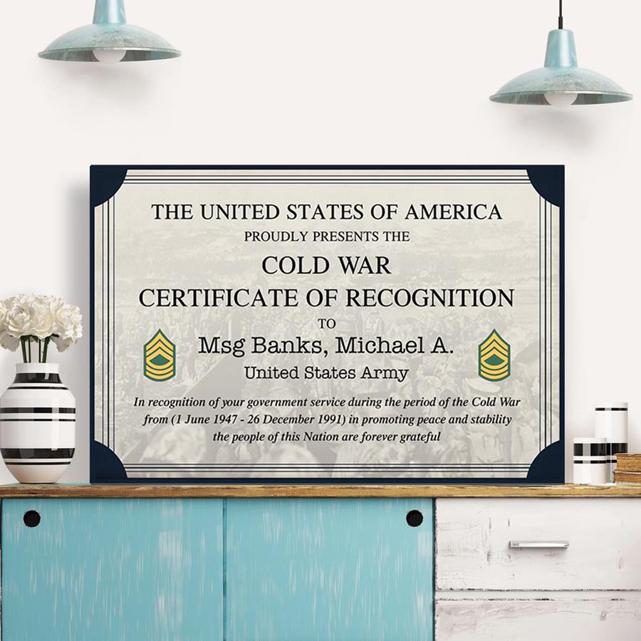 Custom Service Certificate Served War Poster And Canvas Gift For All Military Branches Veteran H2511 Trna