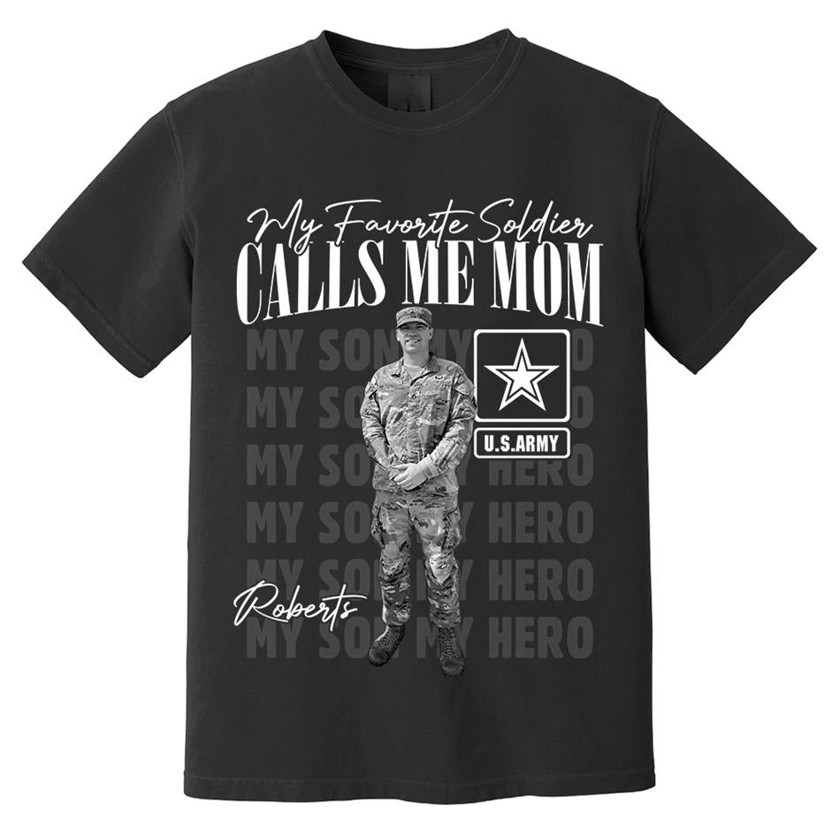 My Favorite Soldier Calls Me Mom Custom Washed Tee Retro Bootleg Shirt For Proud Military Mom Dad Sister Family Member Proud Shirt H2511 Trna