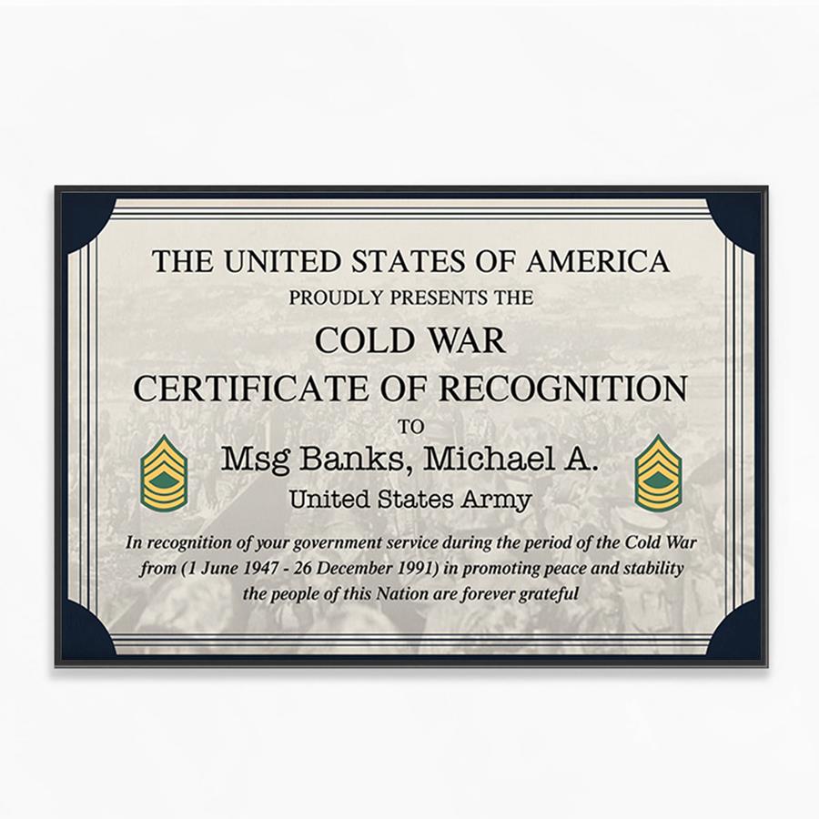 Custom Service Certificate Served War Poster And Canvas Gift For All Military Branches Veteran H2511 Trna
