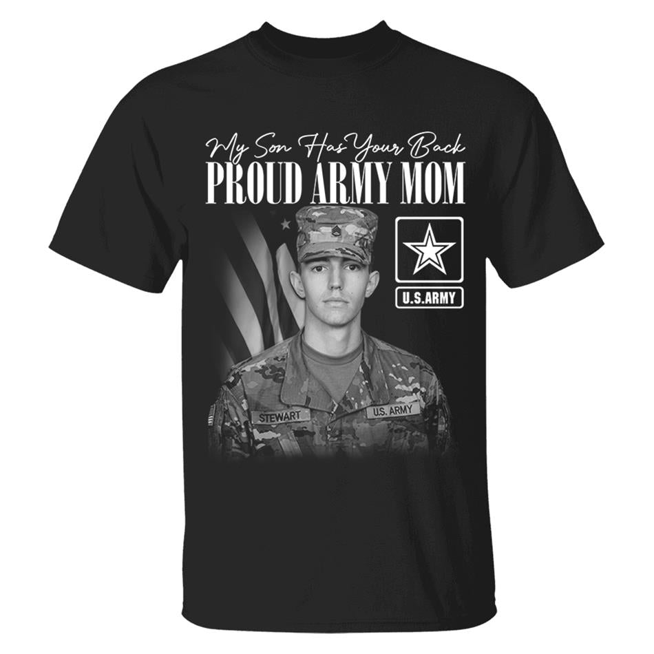 My Son Has Your Back Custom Washed Tee Retro Bootleg Shirt For Military Family Day Training Graduate Family Member Shirt H2511 Trna