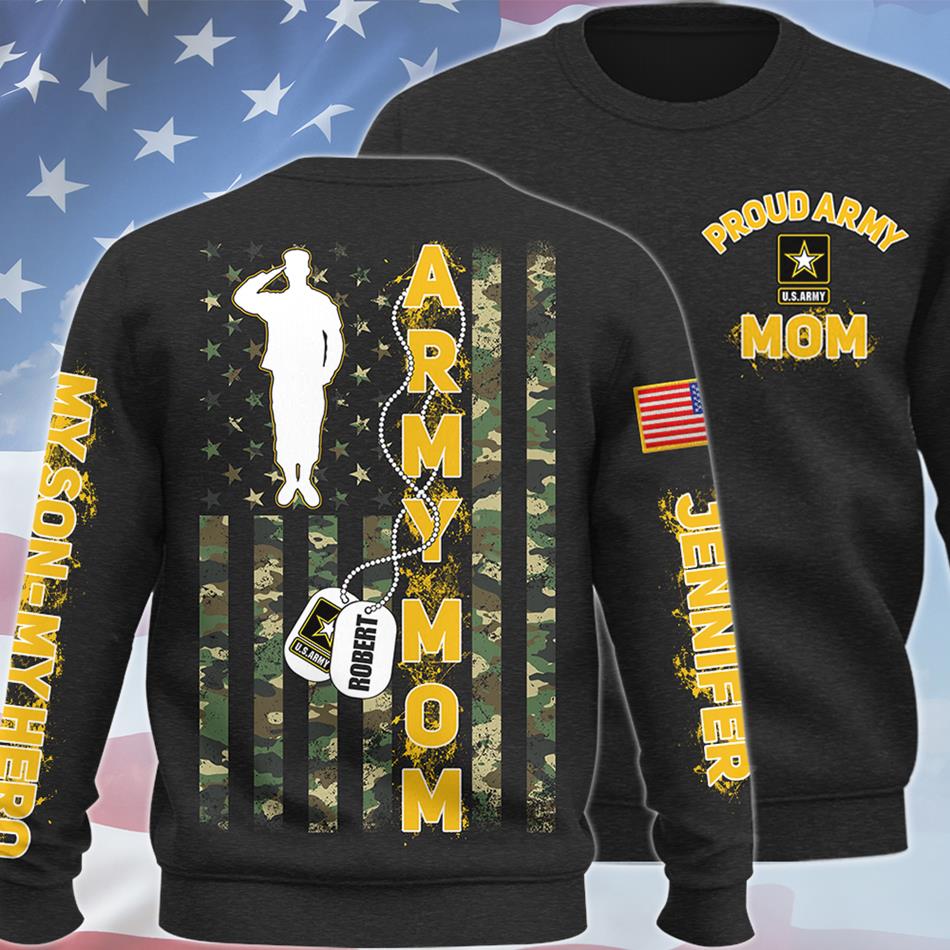 My Son My Hero Custom Camouflage Flag All Over Print Shirt Gift For US Military Mom Dad Family Members H2511