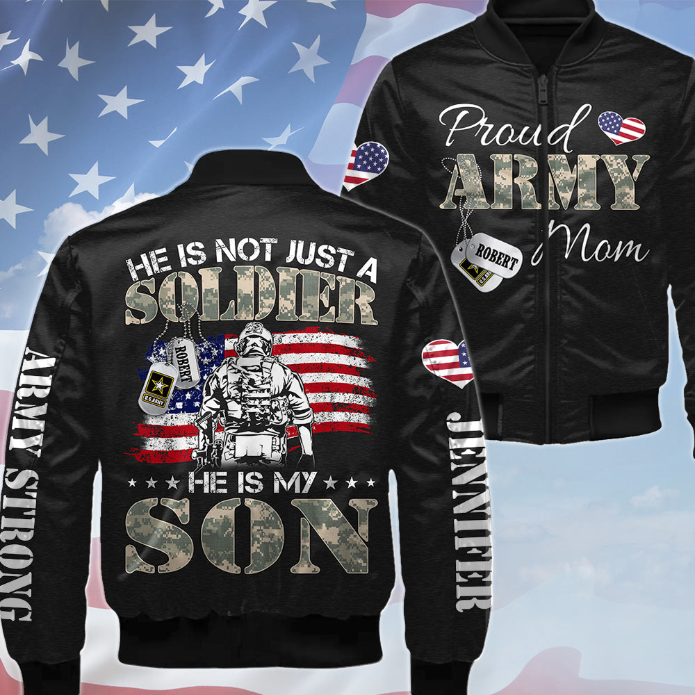 He Is Not Just A Soldier He Is My Son Proud Army Mom Custom Camouflage All Over Print Shirt Hoodie For Military H2511 Trna