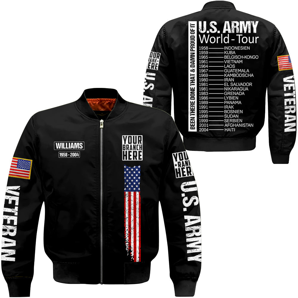 Custom Location World-Tour Been There Done That And Damn Proud Of It Personalized All Over Print Shirt For Veteran H2511