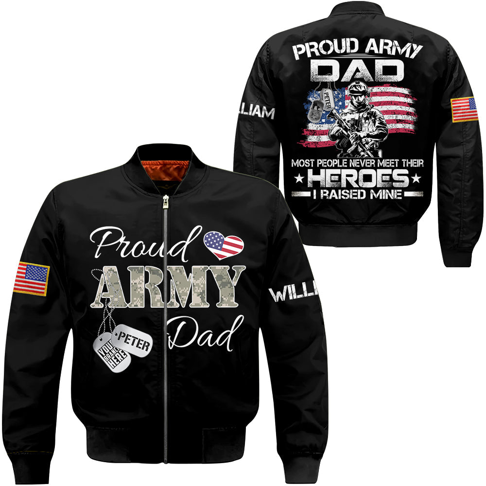 Military Family All Over Print Shirt Proud Army Mom Dad Most People Never Meet Their Heroes Personalized Soldier's Name & Family Member H2511
