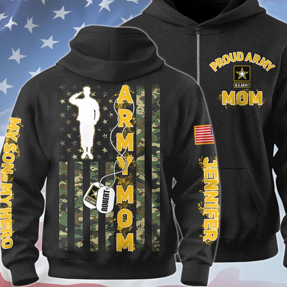My Son My Hero Custom Camouflage Flag All Over Print Shirt Gift For US Military Mom Dad Family Members H2511