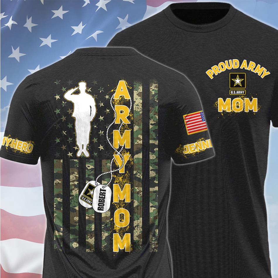 My Son My Hero Custom Camouflage Flag All Over Print Shirt Gift For US Military Mom Dad Family Members H2511