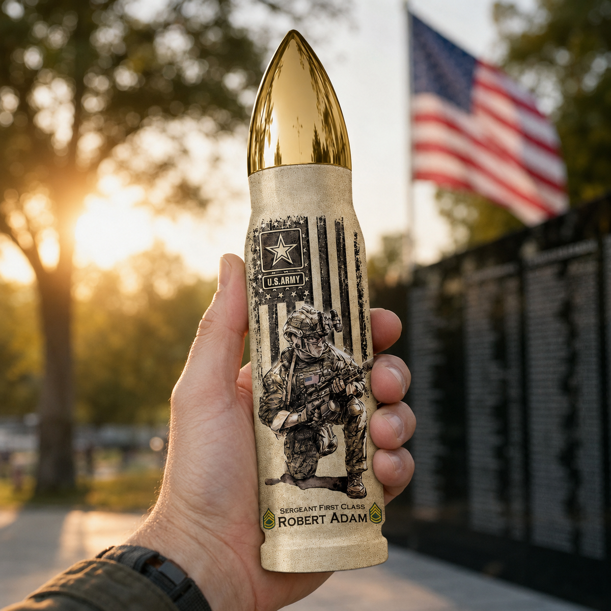 US Military World Tour Custom Bullet Tumbler Gift For Veteran H2511