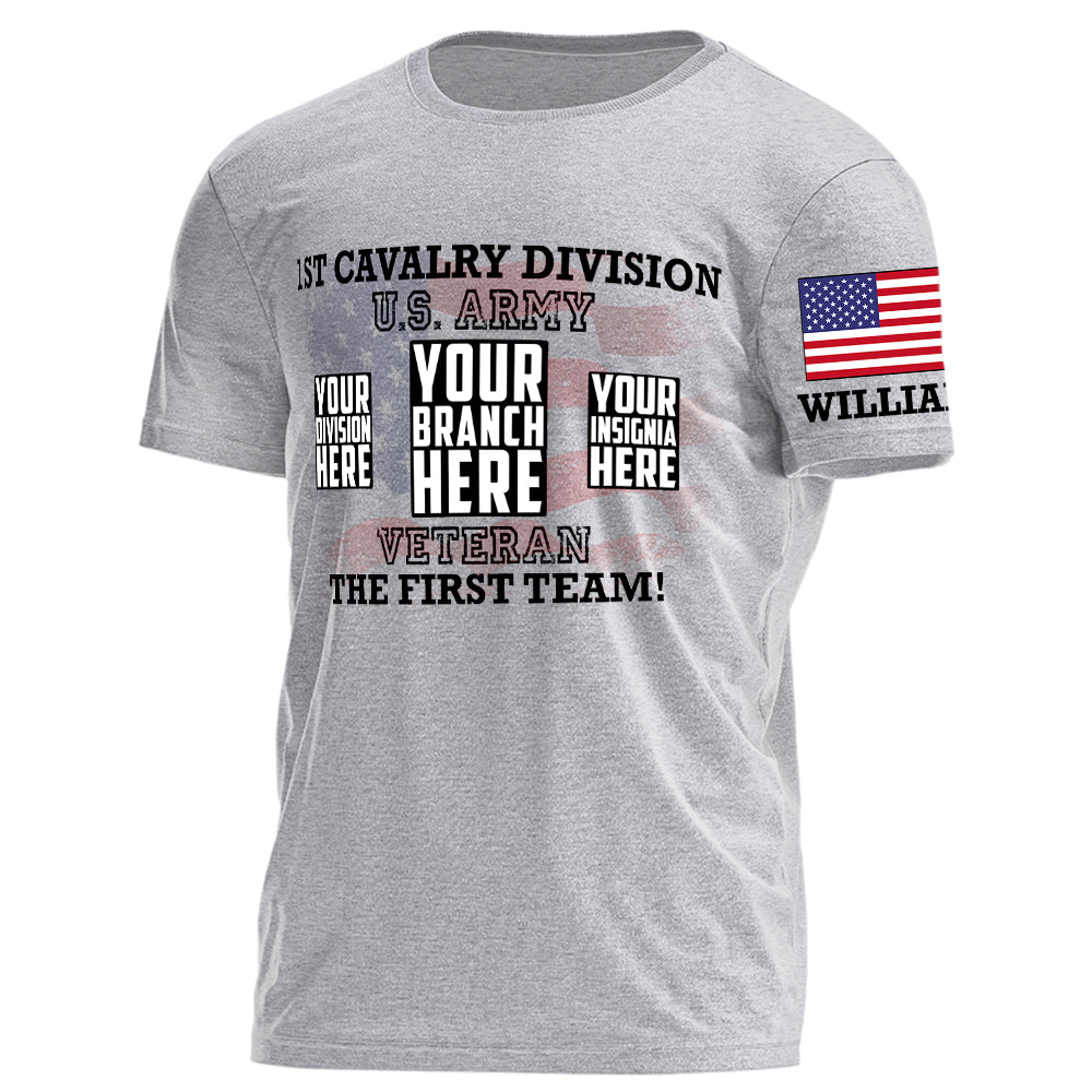 Custom All Branch Division American Flag Personalized Shirt For Veteran H2511