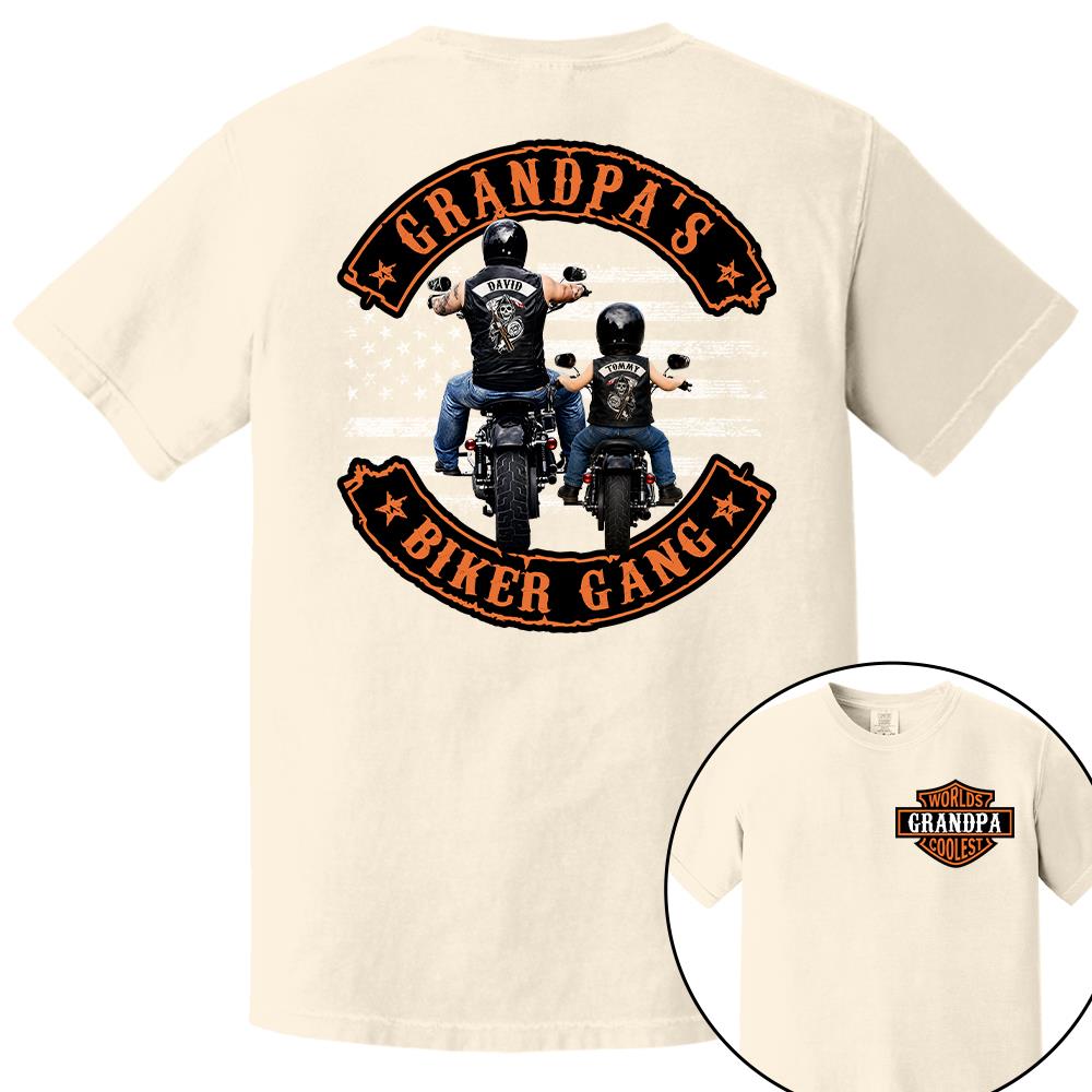 Custom Name Worlds Cooles Motorcycle Grandpa’s Biker Gang Shirt - Personalized Gift For Dad, Grandpa Nh00