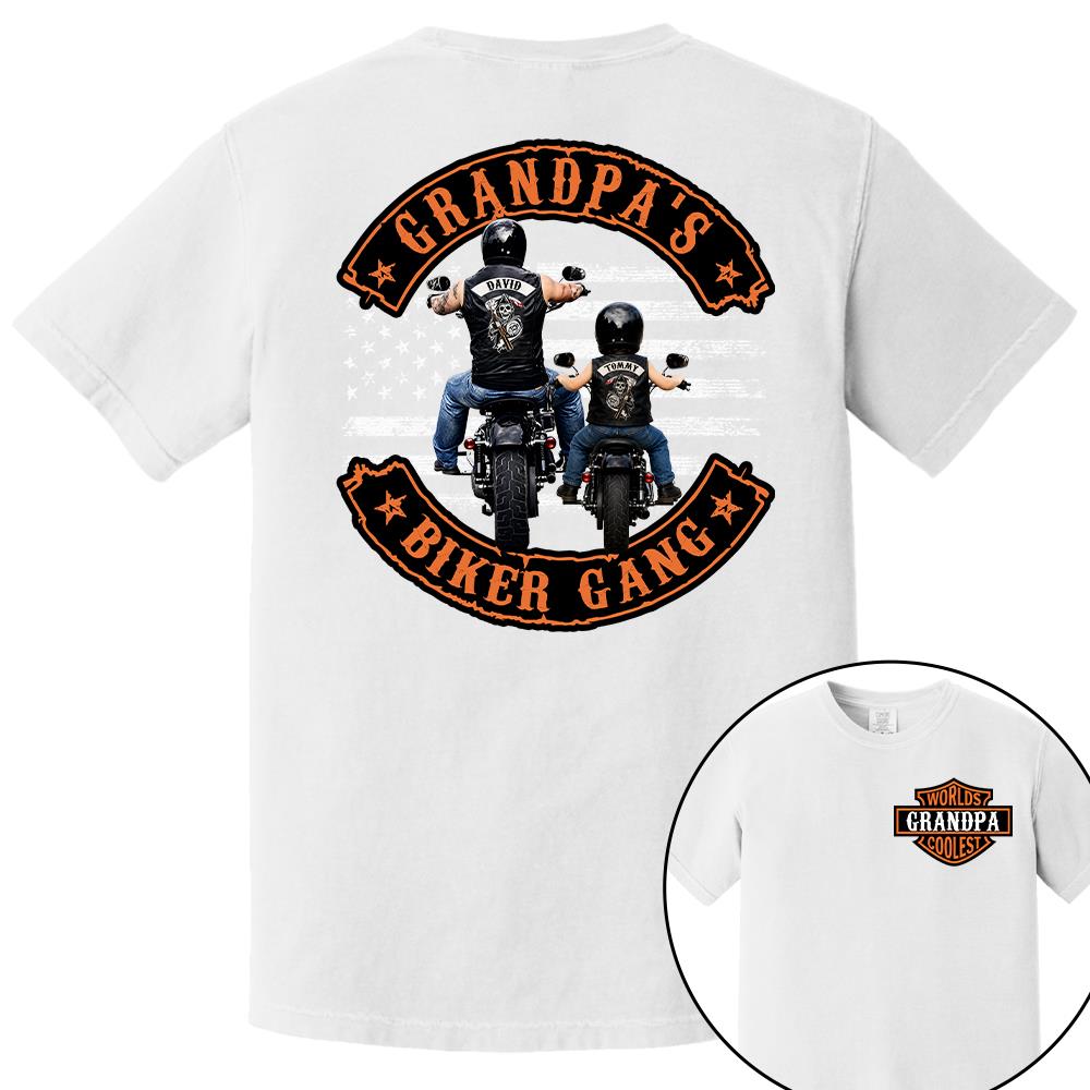 Custom Name Worlds Cooles Motorcycle Grandpa’s Biker Gang Shirt - Personalized Gift For Dad, Grandpa Nh00