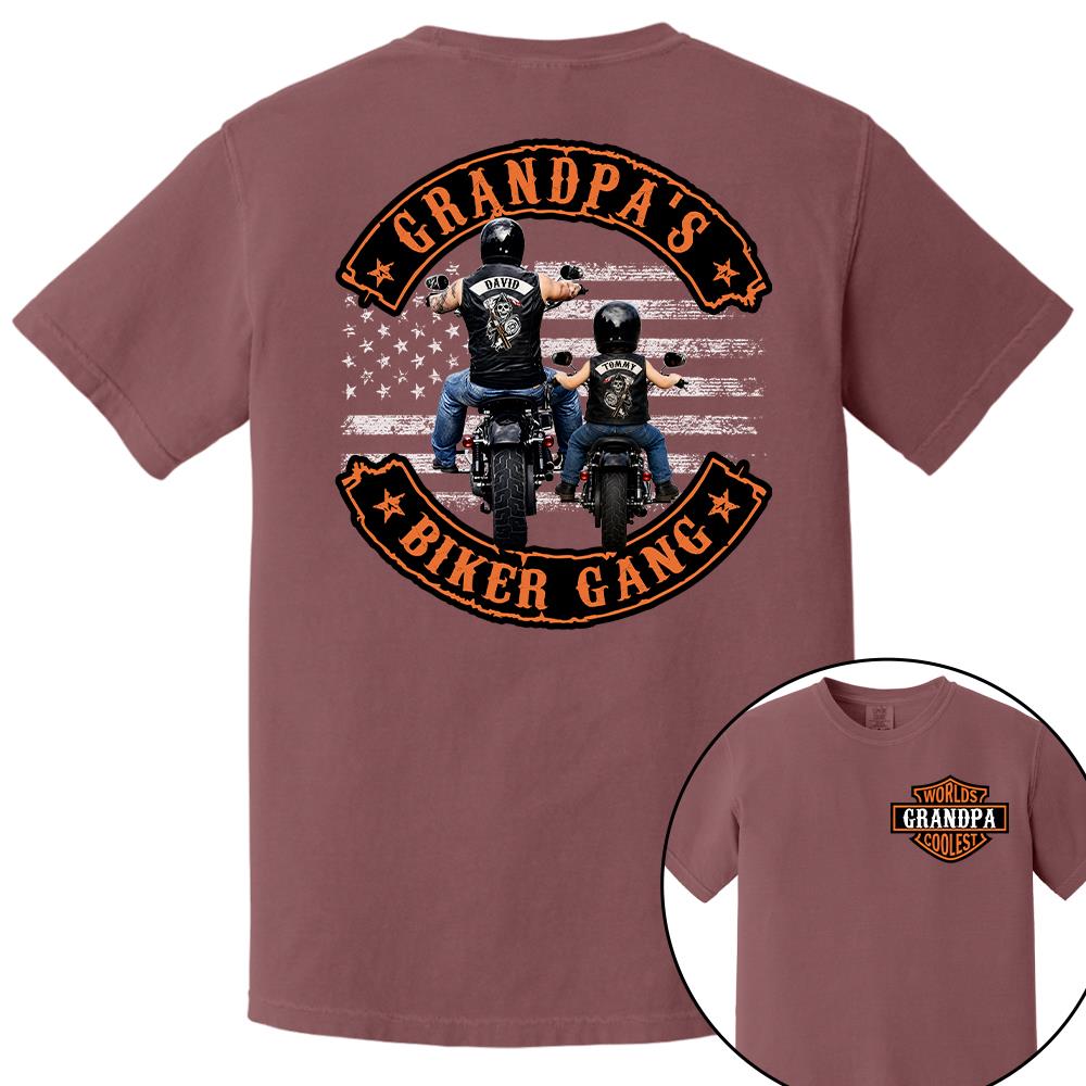 Custom Name Worlds Cooles Motorcycle Grandpa’s Biker Gang Shirt - Personalized Gift For Dad, Grandpa Nh00