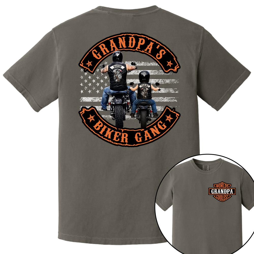 Custom Name Worlds Cooles Motorcycle Grandpa’s Biker Gang Shirt - Personalized Gift For Dad, Grandpa Nh00