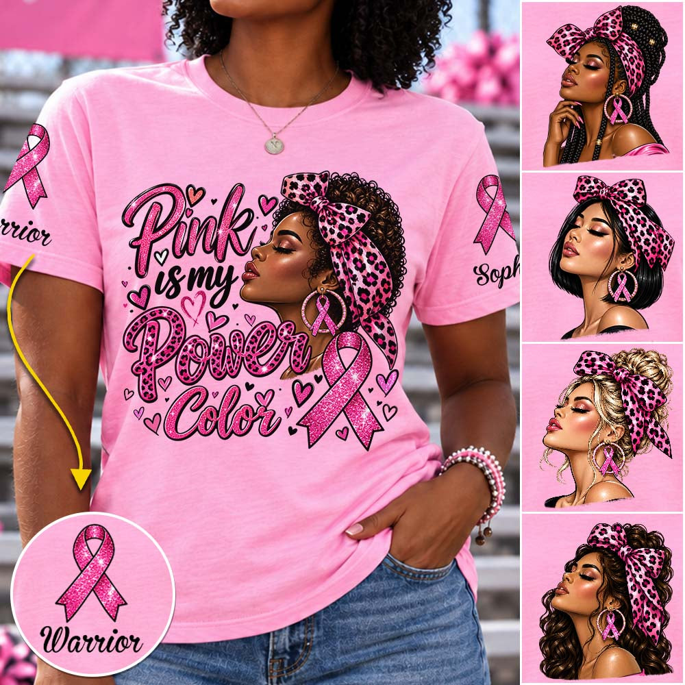 Personalized Shirt Pink Is My Power Color Custom Name Shirt For Breast Cancer Warrior October Pink Shirt H2511 Trna