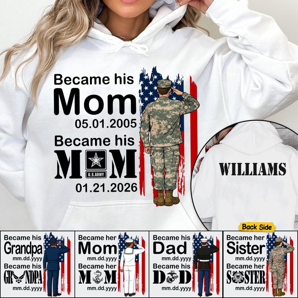 Became Army Mom Custom Date Anniversary Gift For Military Mom Dad Grandma Shirt , Army Training Graduation Date Shirt H2511 Trna