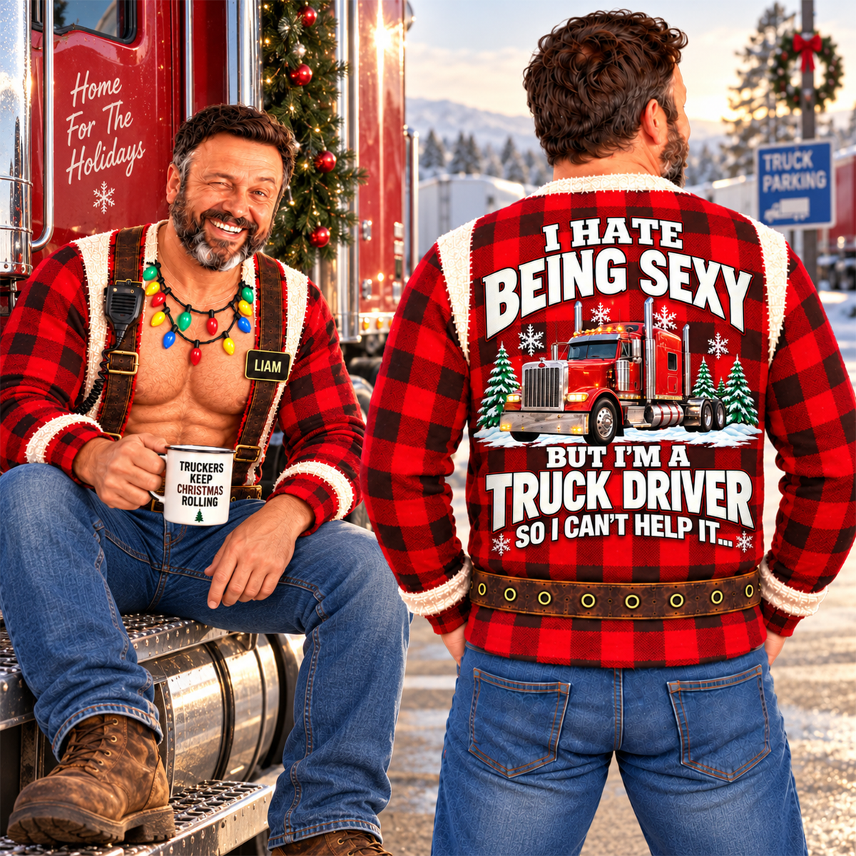 I Hate Being Sexy But I’m a Truck Driver - Funny Truck Driver Christmas Ugly All Over Print Shirt –  Personalized Trucker Gift A2110 Hv01 NT01