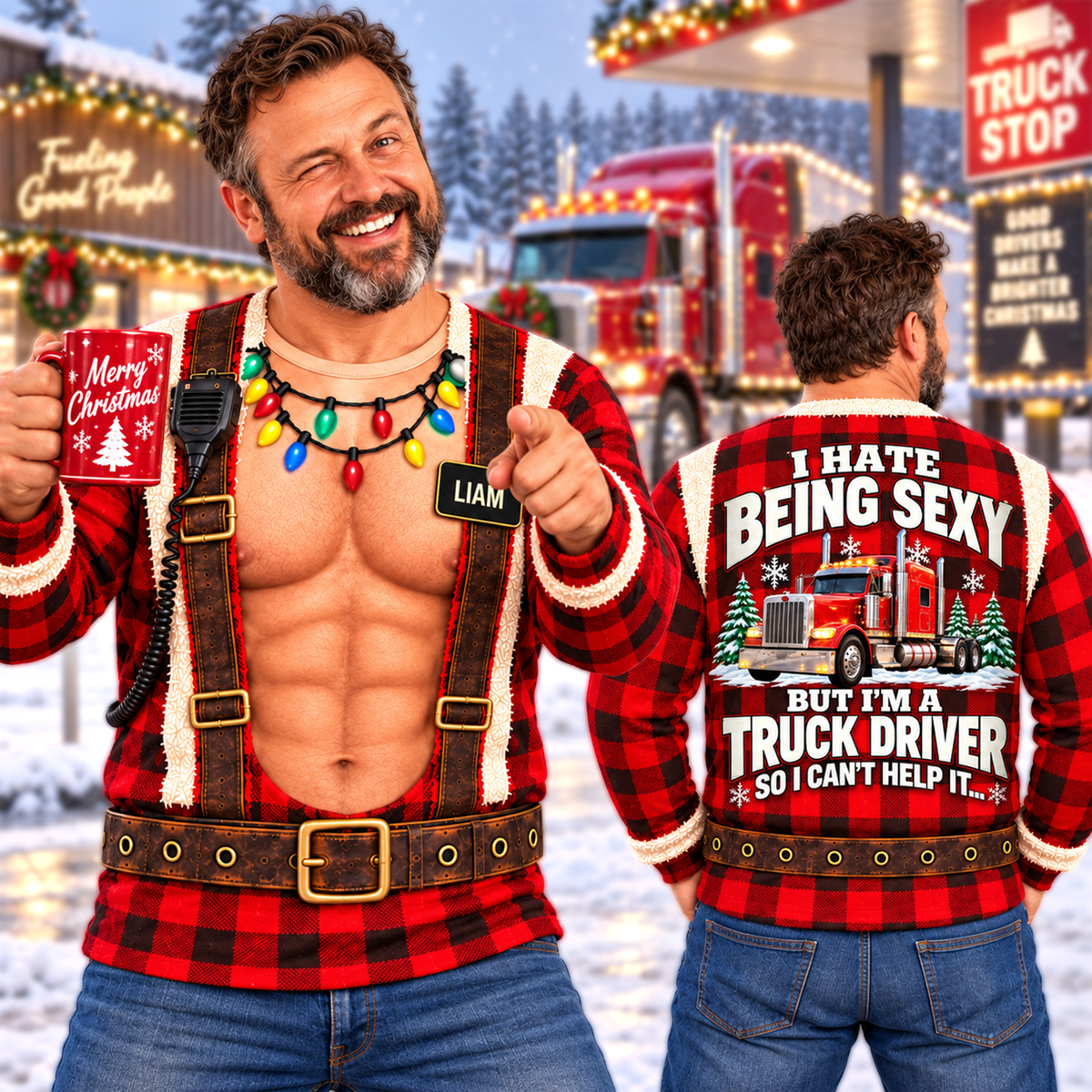 I Hate Being Sexy But I’m a Truck Driver - Funny Truck Driver Christmas Ugly All Over Print Shirt –  Personalized Trucker Gift A2110 Hv01 NT01