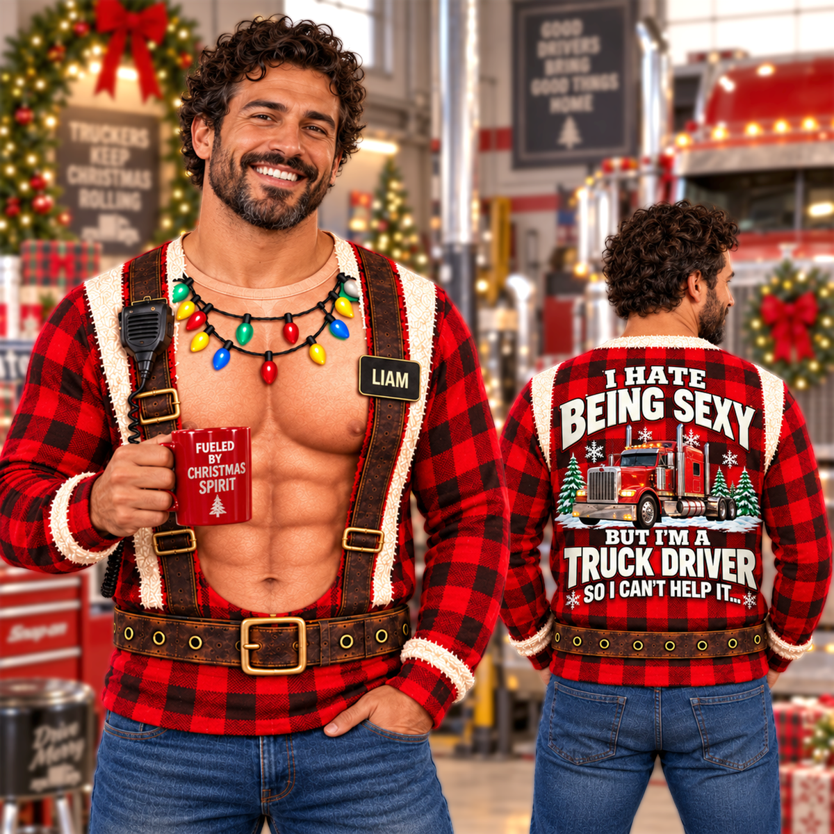 I Hate Being Sexy But I’m a Truck Driver - Funny Truck Driver Christmas Ugly All Over Print Shirt –  Personalized Trucker Gift A2110 Hv01 NT01