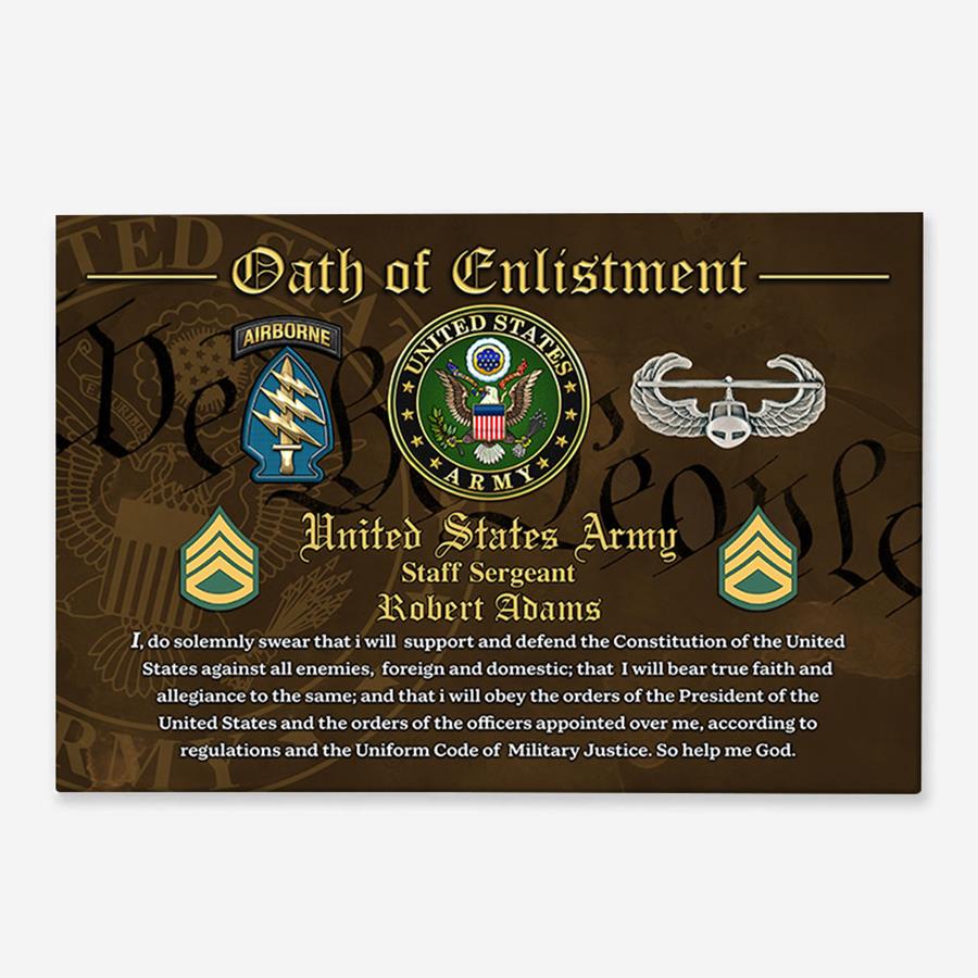 Personalized Poster Canvas Oath of Enlistment Military Gift For Veterans Dad Grandpa H2511 Trna