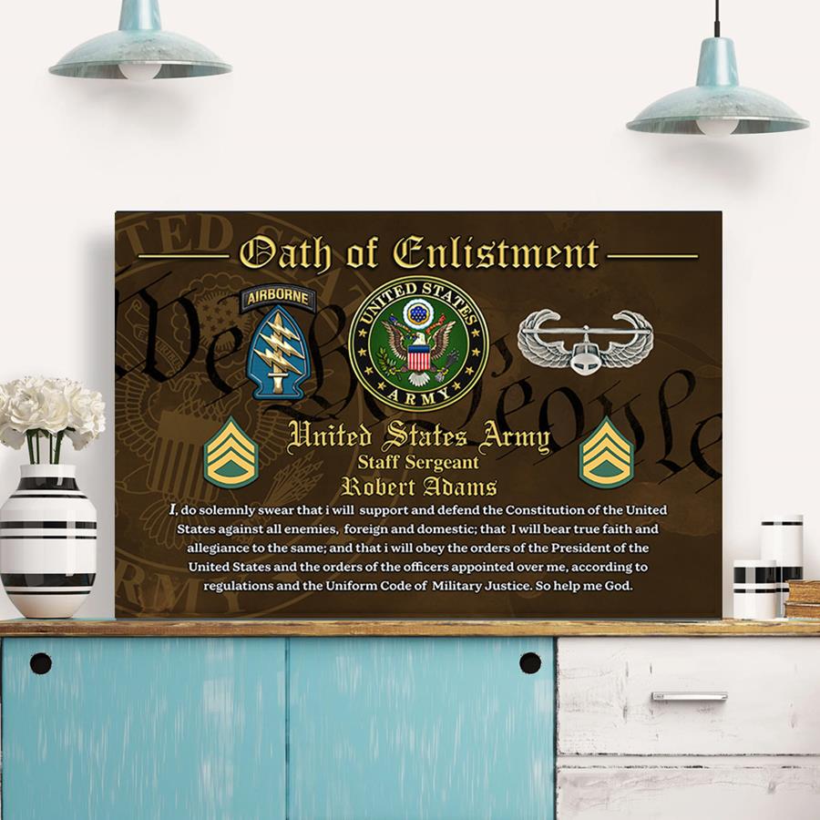 Personalized Poster Canvas Oath of Enlistment Military Gift For Veterans Dad Grandpa H2511 Trna