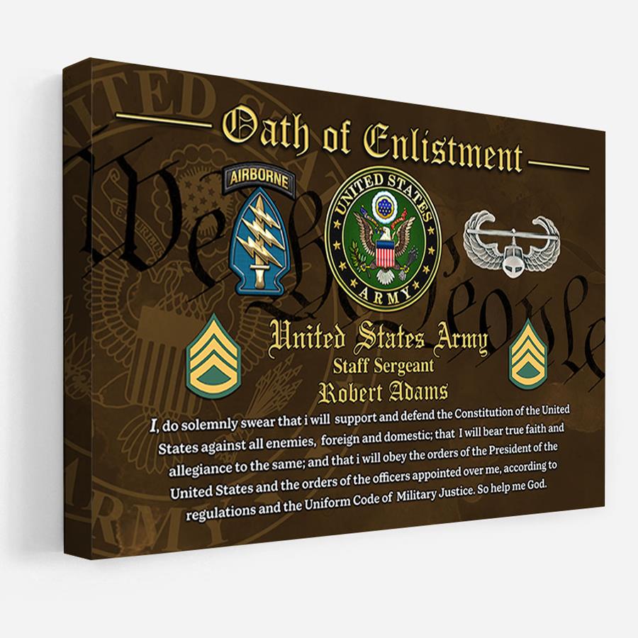 Personalized Poster Canvas Oath of Enlistment Military Gift For Veterans Dad Grandpa H2511 Trna