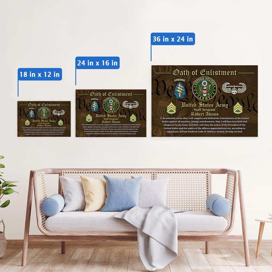 Personalized Poster Canvas Oath of Enlistment Military Gift For Veterans Dad Grandpa H2511 Trna