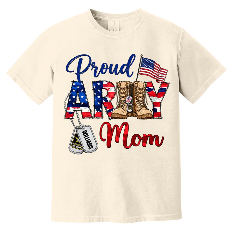 Proud Army Mom Patriot USA Camouflage 4th July Shirt Custom Shirt For Mom Dad Sister All Family Member H2511 Trna