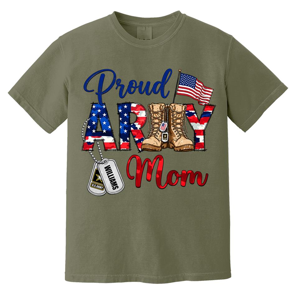 Proud Army Mom Patriot USA Camouflage 4th July Shirt Custom Shirt For Mom Dad Sister All Family Member H2511 Trna