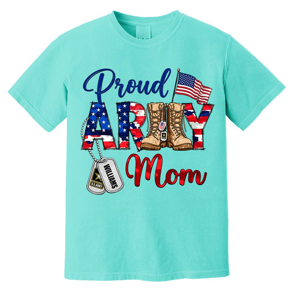 Proud Army Mom Patriot USA Camouflage 4th July Shirt Custom Shirt For Mom Dad Sister All Family Member H2511 Trna
