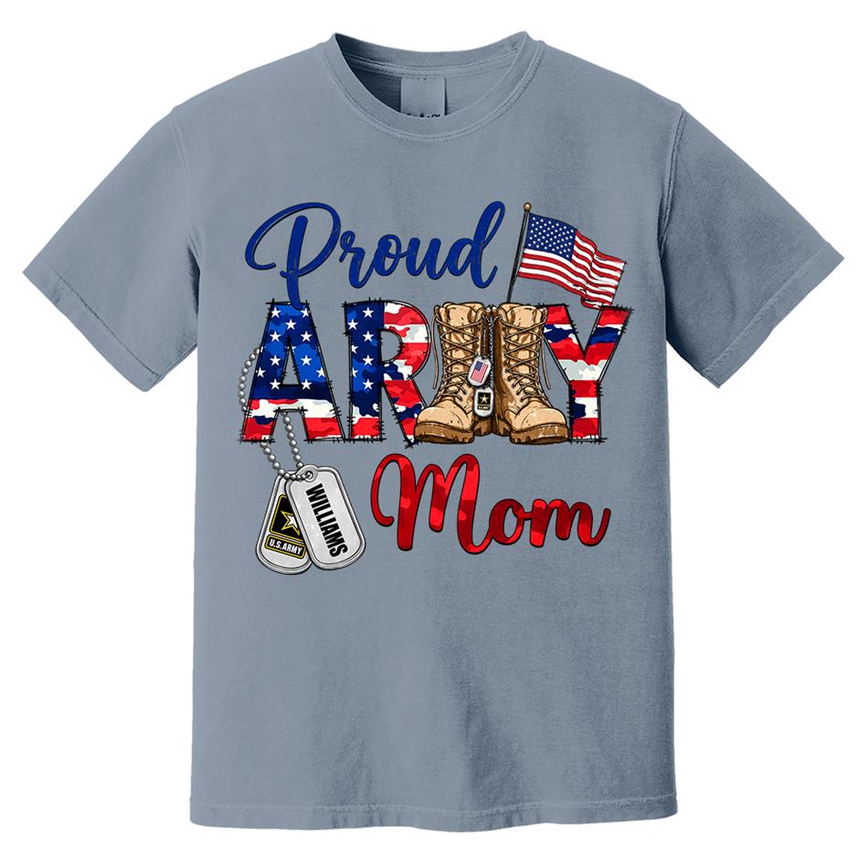 Proud Army Mom Patriot USA Camouflage 4th July Shirt Custom Shirt For Mom Dad Sister All Family Member H2511 Trna