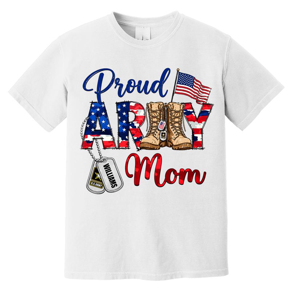 Proud Army Mom Patriot USA Camouflage 4th July Shirt Custom Shirt For Mom Dad Sister All Family Member H2511 Trna