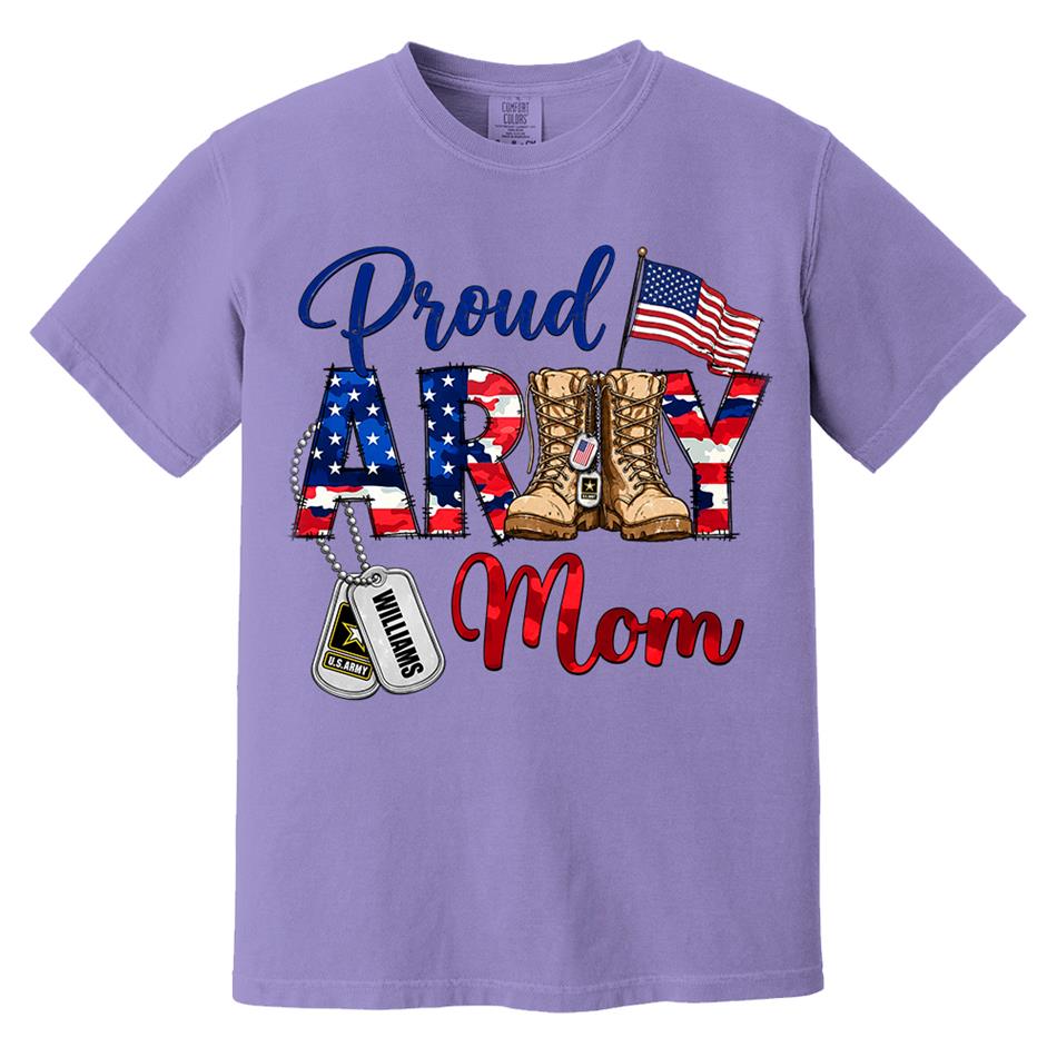 Proud Army Mom Patriot USA Camouflage 4th July Shirt Custom Shirt For Mom Dad Sister All Family Member H2511 Trna
