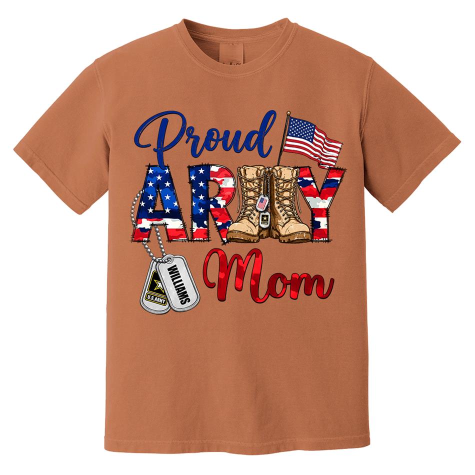 Proud Army Mom Patriot USA Camouflage 4th July Shirt Custom Shirt For Mom Dad Sister All Family Member H2511 Trna