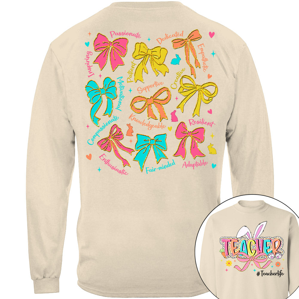 Coquette Easter Teacher Coquette  Shirt, Happy Easter Day Brushstroke Dalmatian Dots Shirt H2511 Do99