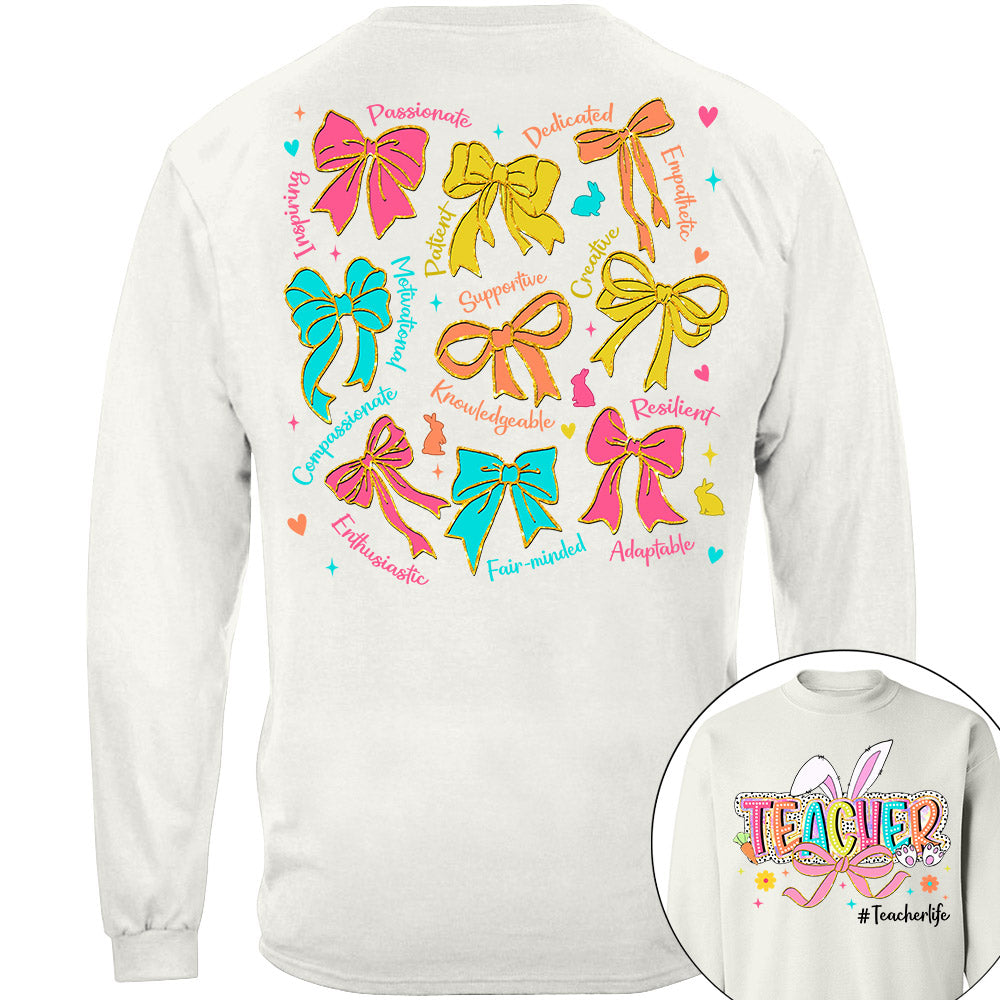 Coquette Easter Teacher Coquette  Shirt, Happy Easter Day Brushstroke Dalmatian Dots Shirt H2511 Do99