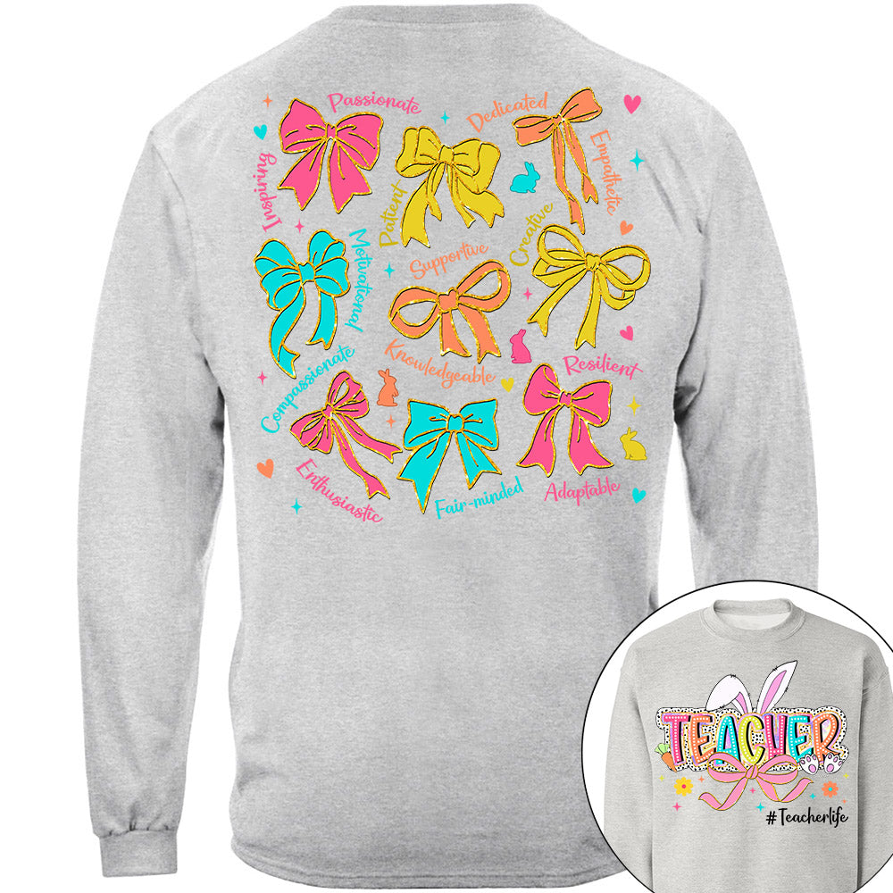 Coquette Easter Teacher Coquette  Shirt, Happy Easter Day Brushstroke Dalmatian Dots Shirt H2511 Do99
