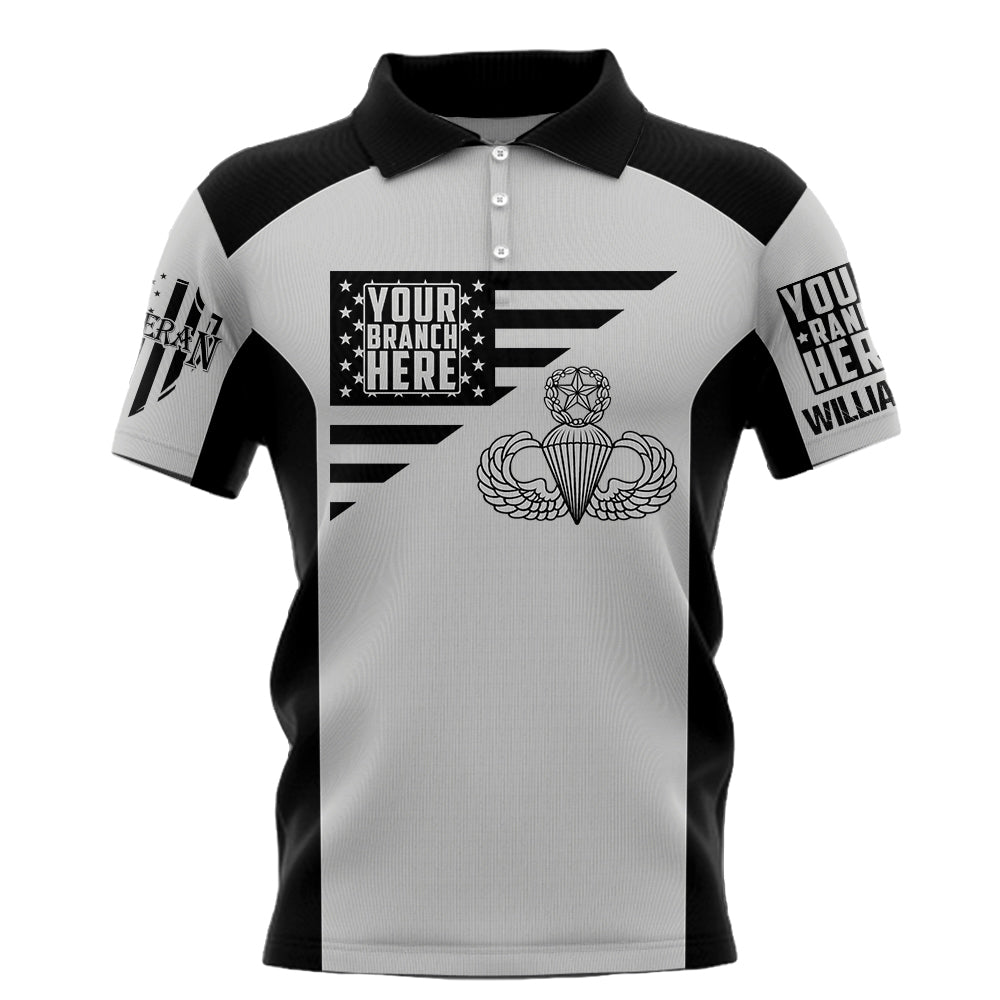 American Flag Custom Logo Branch And Badges Personalized All Over Print Shirt For Veteran H2511