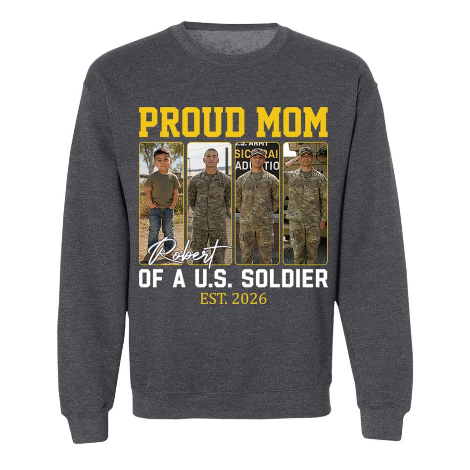 Proud Mom Of A US Soldier Custom Soldier Photo Military Journey Timeline Shirt For Proud Mom Dad Military Family H2511 Trna