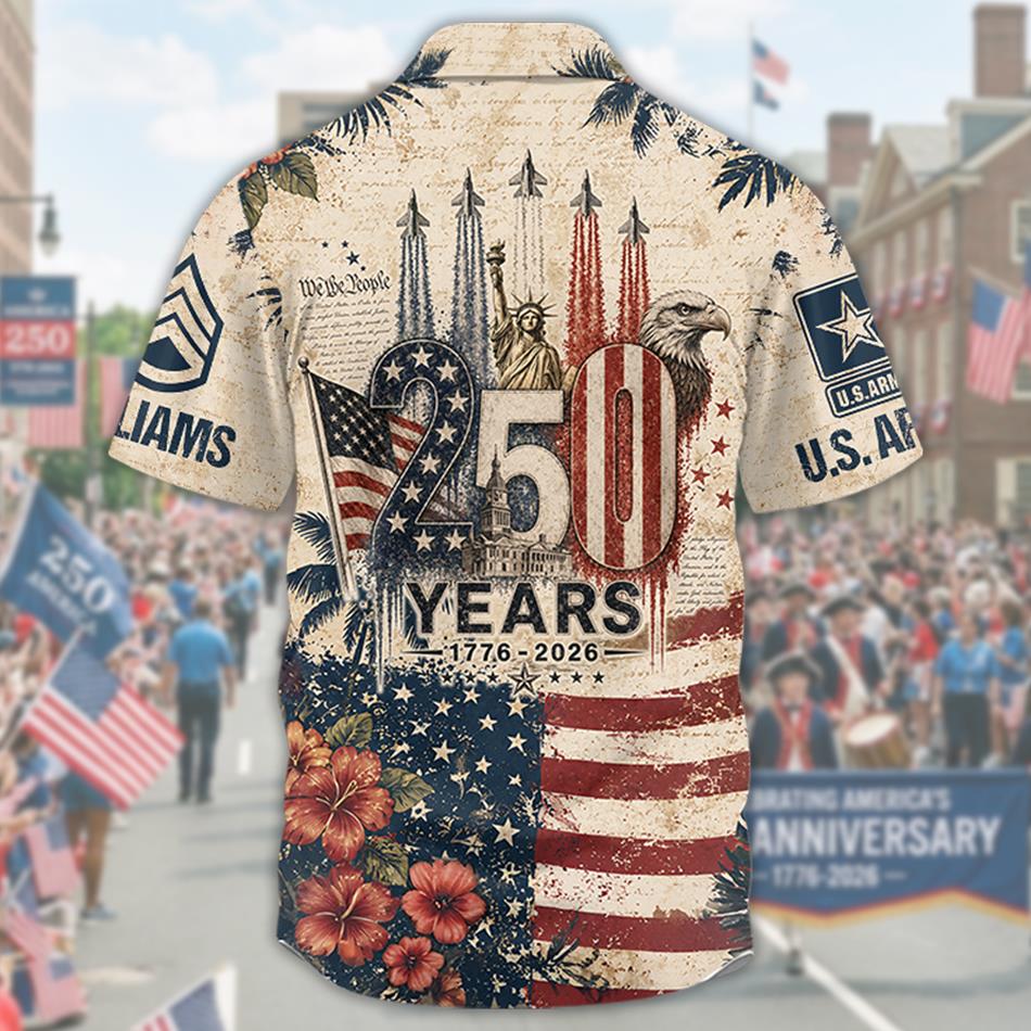 America 250th Anniversary 1776-2026 Vintage Hawaiian Shirt Version 2 For Veteran Custom All Branches H2511 Trna