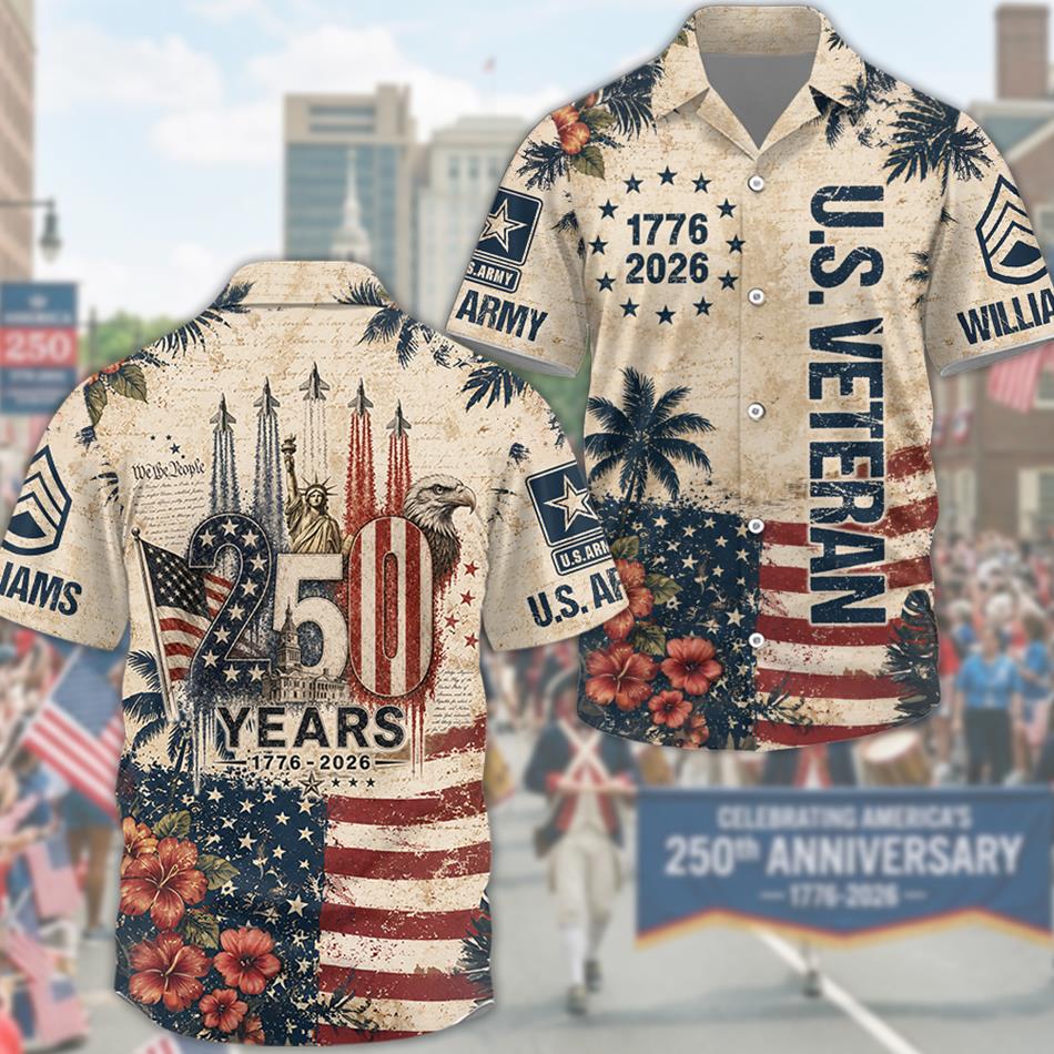 America 250th Anniversary 1776-2026 Vintage Hawaiian Shirt Version 2 For Veteran Custom All Branches H2511 Trna