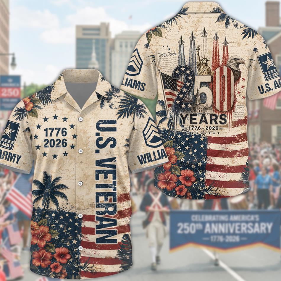 America 250th Anniversary 1776-2026 Vintage Hawaiian Shirt Version 2 For Veteran Custom All Branches H2511 Trna