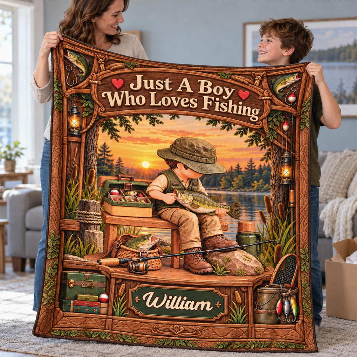 Just A Boy Who Loves Fishing - Personalized Fishing Blanket - Custom Name Gift - Gift For Fishing Lover A2110 Hv01 TL06