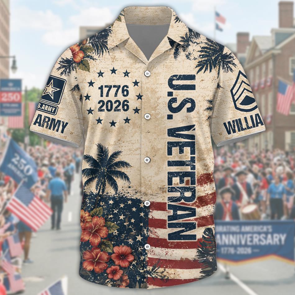 America 250th Anniversary 1776-2026 Vintage Hawaiian Shirt Version 2 For Veteran Custom All Branches H2511 Trna