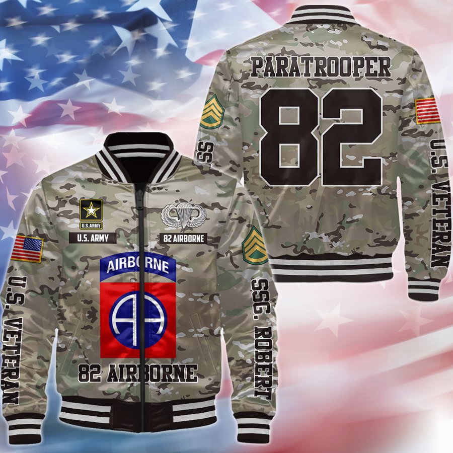 Personalized All Branches Baseball Jacket Camouflage Gift For Veteran Custom Badges Rank H2511 Trna