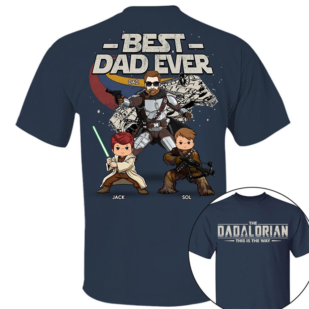 The Dadalorian - Best Dad Ever - Personalized Shirt Gift For Dad Mom Custom Nickname With Kids Na02 Hv01