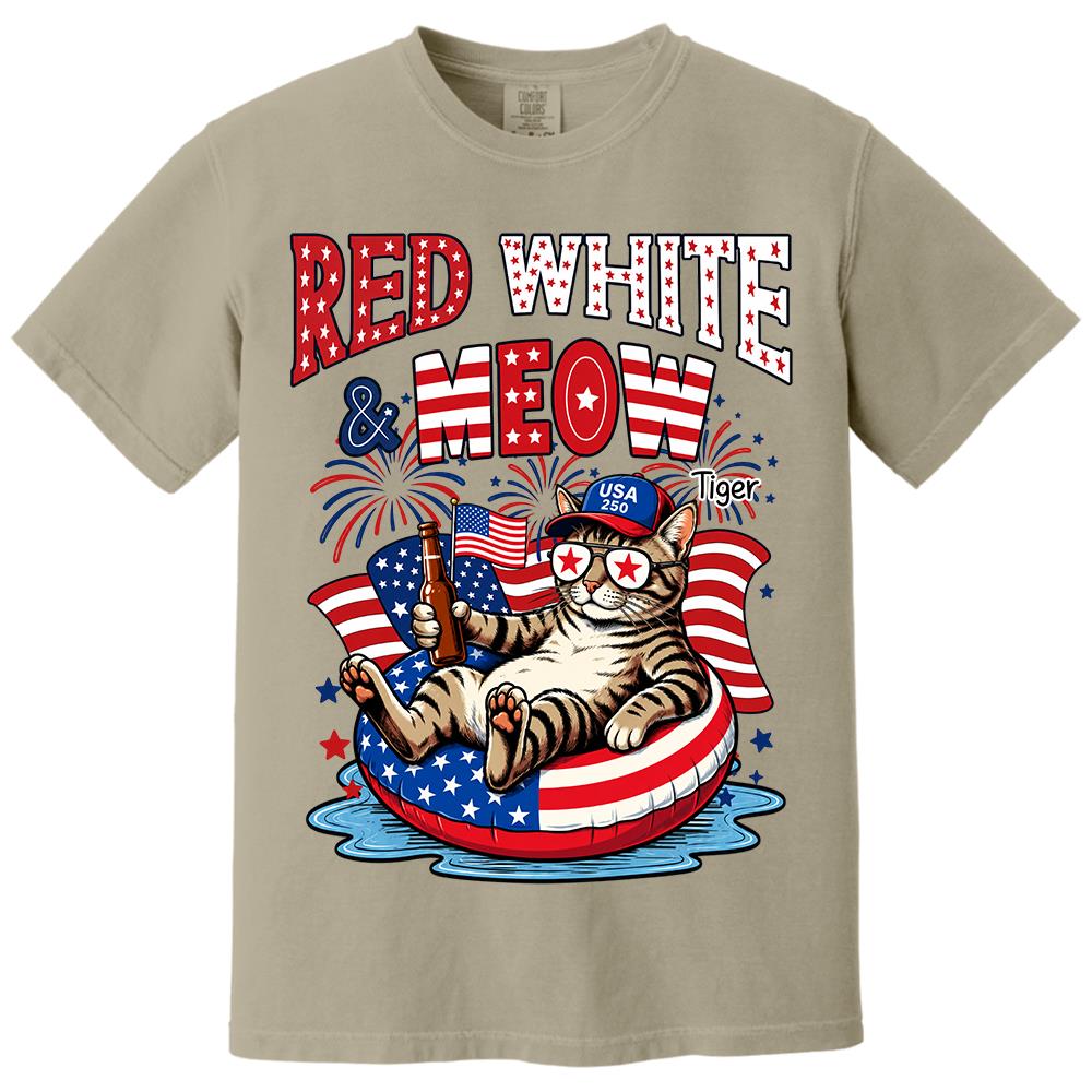 Red White Meow, Custom Photo Pet Shirt, America 250th Anniversary Gifts For Dog Cat Lovers, Dog Dad And Mom, Cat Owners T1807 Hv01 