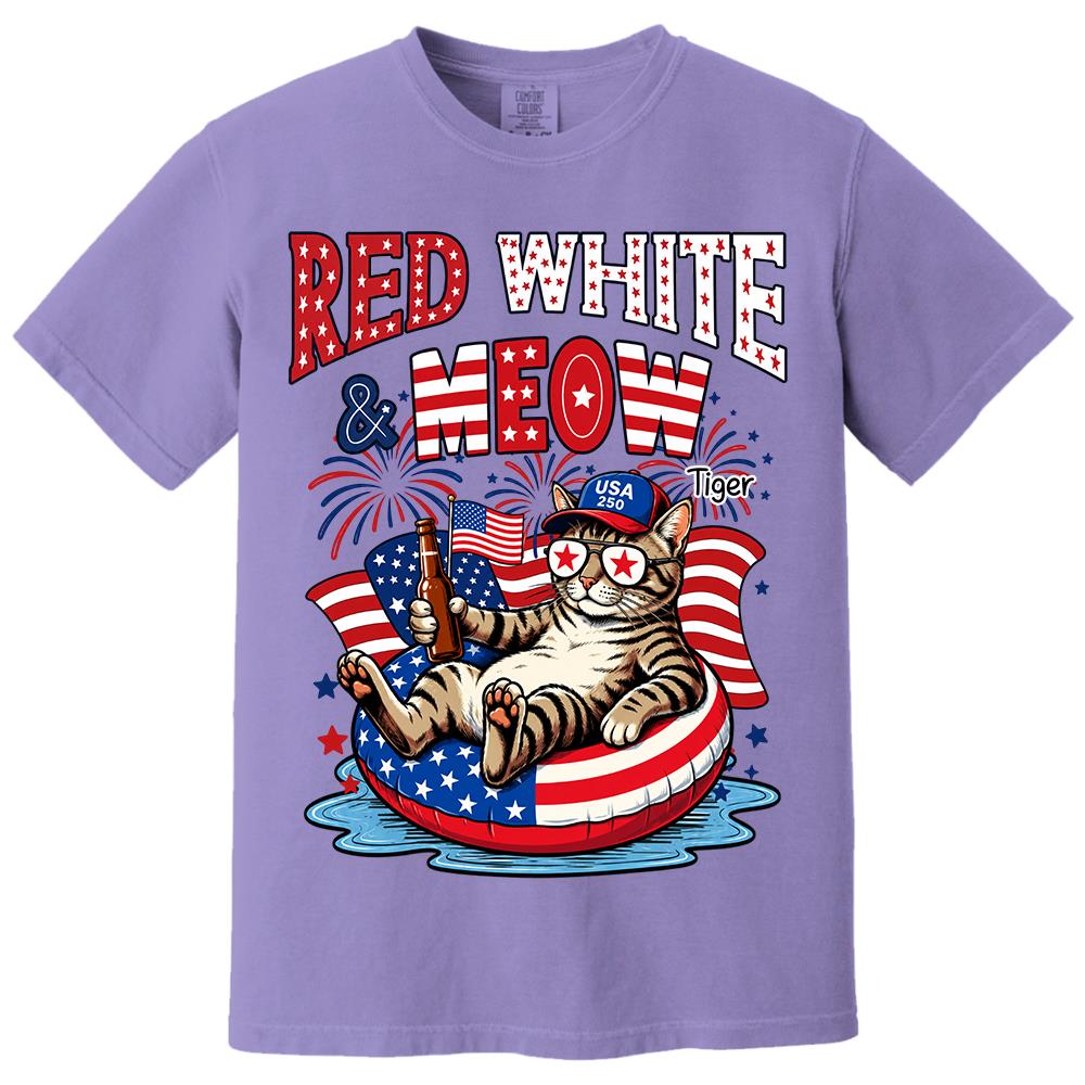 Red White Meow, Custom Photo Pet Shirt, America 250th Anniversary Gifts For Dog Cat Lovers, Dog Dad And Mom, Cat Owners T1807 Hv01 
