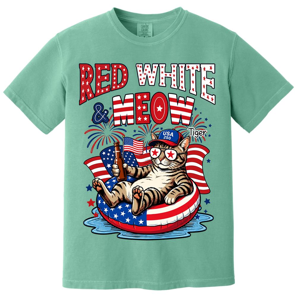 Red White Meow, Custom Photo Pet Shirt, America 250th Anniversary Gifts For Dog Cat Lovers, Dog Dad And Mom, Cat Owners T1807 Hv01 